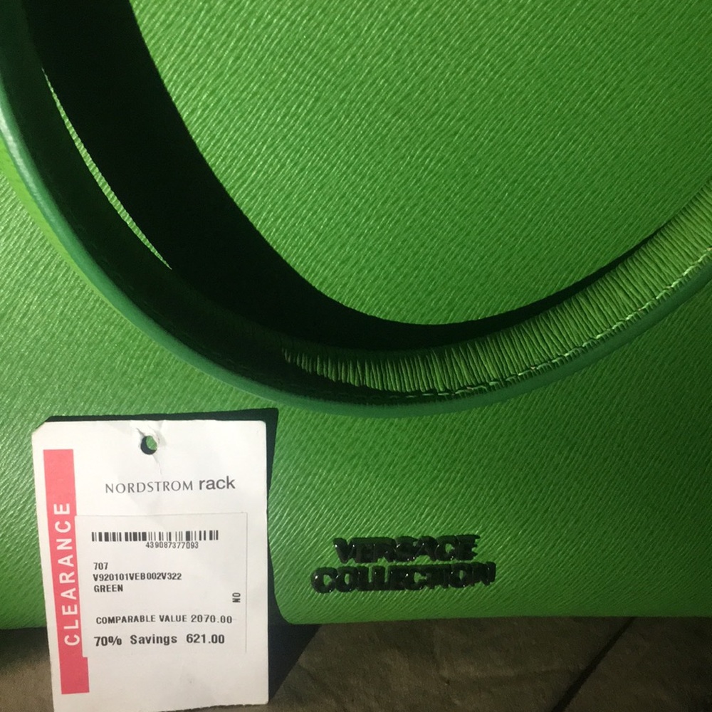 Lime green Versace collection medium tote bag.